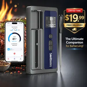 Wireless Smart Bluetooth Meat Thermometer Digital for BBQ, Grill, Oven, Smoker, 500ft Range Cooking Thermometer with Ultra-Thin Wireless Meat Probe, Smart Convenience,Perfect for Steak, Chicken, Turkey,Family dinner,Summer,Gift