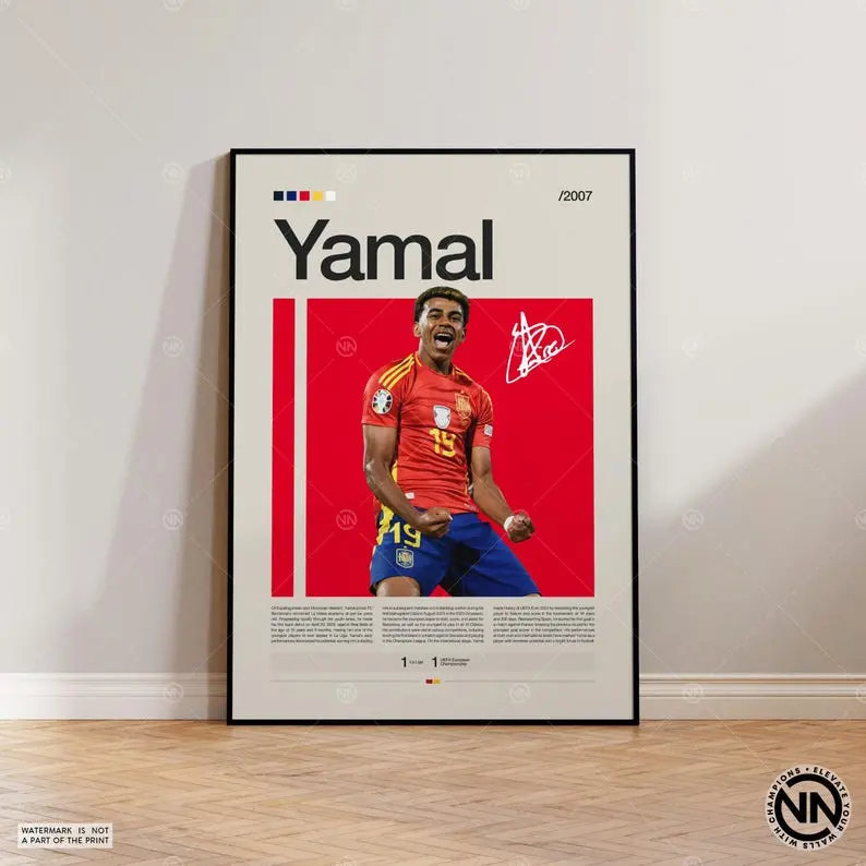 Lamine Yamal Poster, Spanish Footballer, Soccer Gifts, Sports Poster, Football Player Poster, Soccer Wall Art, Sports Bedroom Posters