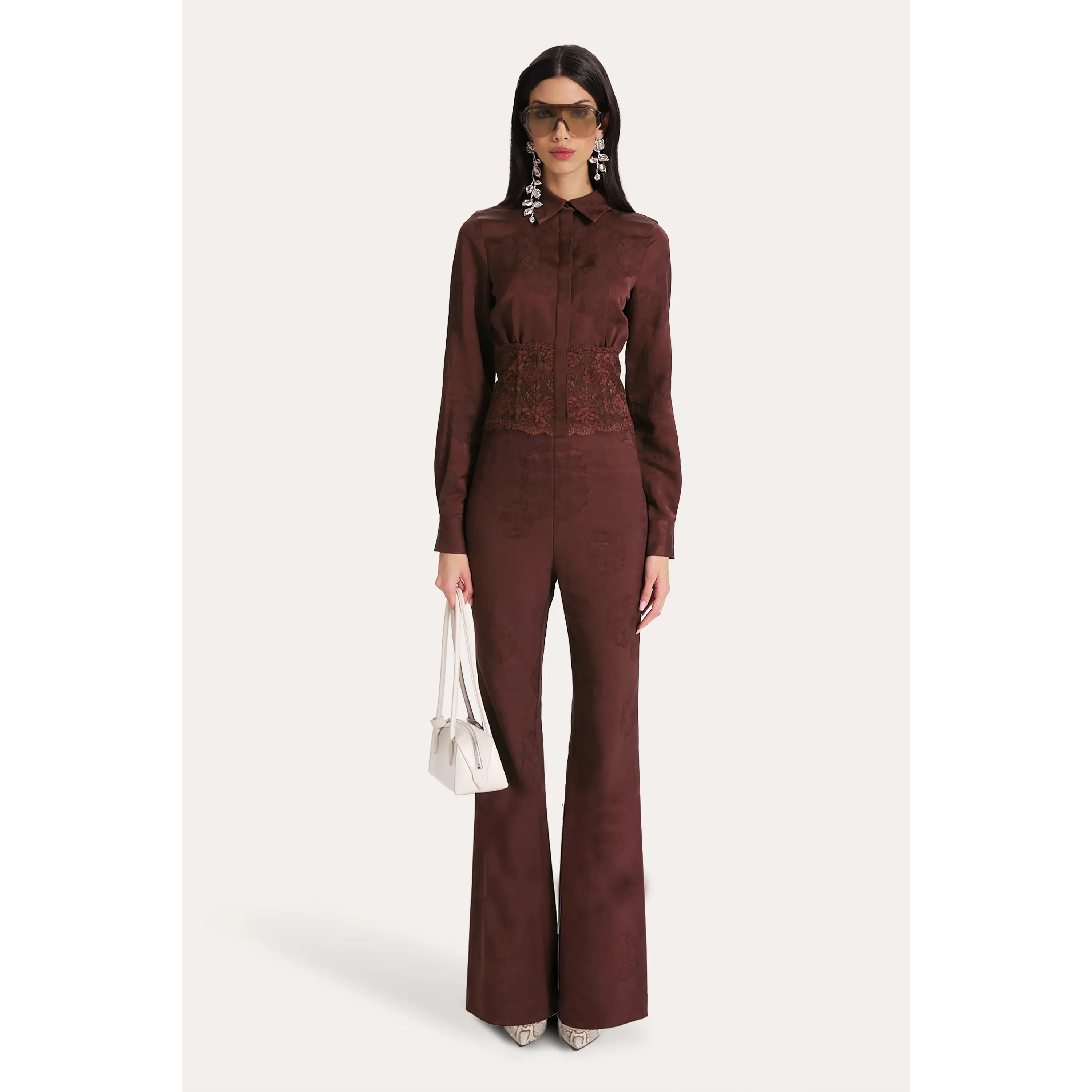 Savannah Satin Jacquard Corset Shirt