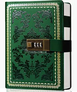 Diary  Journal with Lock for Women Leather Diary with Lock Refillable Personal Locking Locked Journal Writing Notebook B6  Journal with Combination Password 5.5 x 7.8 in, Green