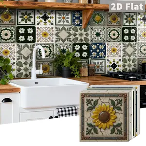 24pcs Ceramic Tile Wallpaper, Tile Stickers, Self Adhesive Tiles, Waterproof & Moisture-Proof, Ideal for Living Rooms, Kitchens, Corridors, Durable Design