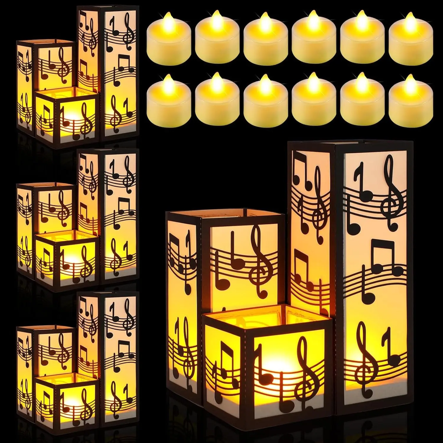 12 Pcs Music Party Table Centerpieces Decorations 3 Size Musical Note Paper Lantern Boxes for Music Themed Party Decorations Wedding Birthday Classroom Rock and Roll Jazz Piano Concert Decor