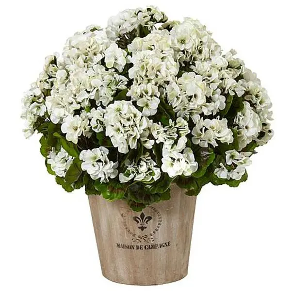 Nearly Natural 22" Artificial Geranium Plant in Farmhouse Planter