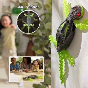 Wall Climbing Lizard Chameleon Car with LED Lights, Interactive Pet Toy for Cats & Kids, Rechargeable Battery Included, Fun Home Entertainment