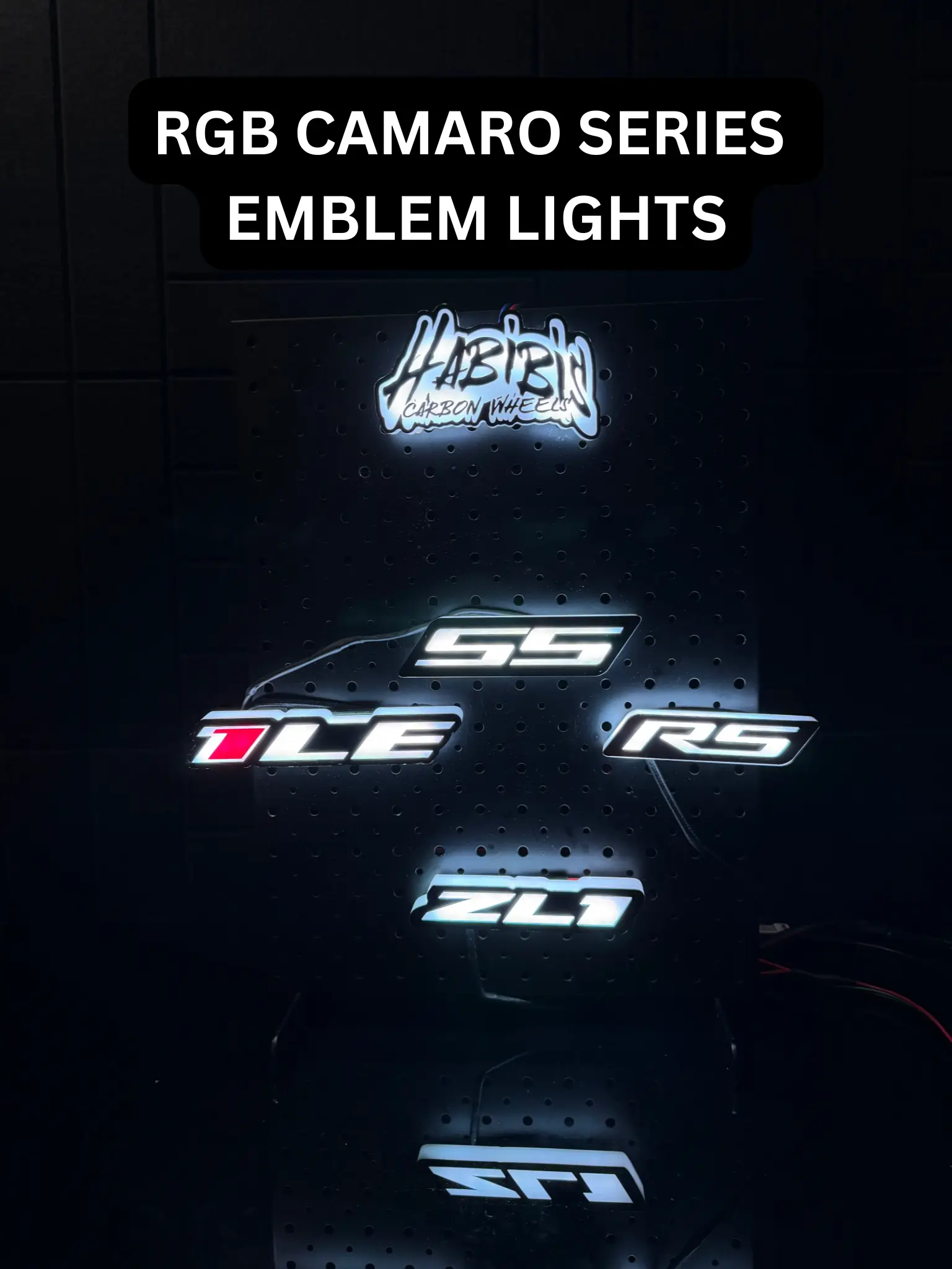 Light-Up Chevy Camaro (ZL1, SS, RS and 1LE ) RGB Emblems by Habibis Carbon | Bluetooth App Controlled LED Grill Badges | Waterproof Car Mods