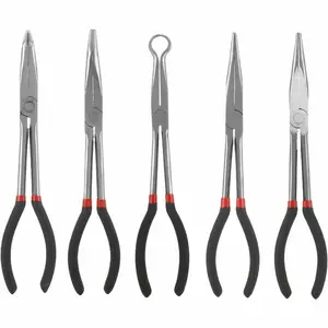 Long Needle Nose Pliers Set, 11 Inch Spark Plug Wire Removal Tool - Bent Needle Nose Pliers 90 45 25 Degree - Pointy Nose Pliers - Pinch Nose Pliers for Narrow Spaces And Limited Areas