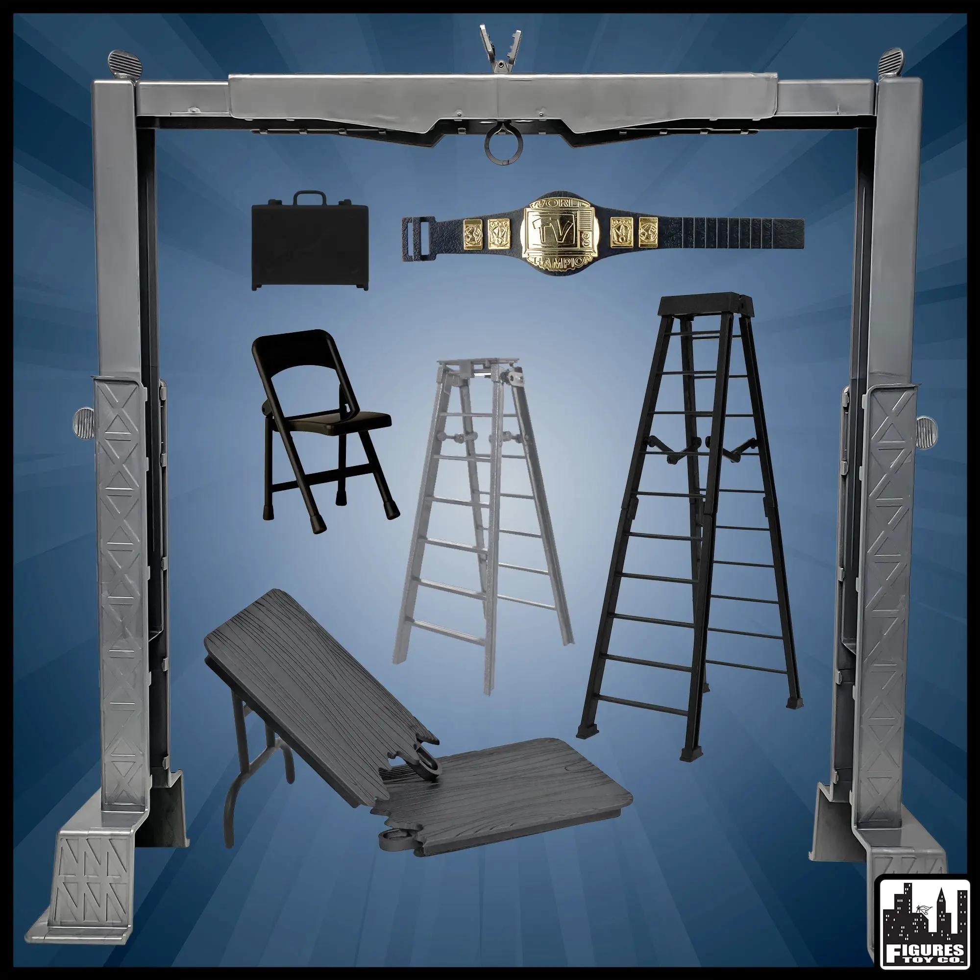 Deluxe Grab The Gear Adjustable Playset with Accessories for WWE & AEW Wrestling Action Figures
