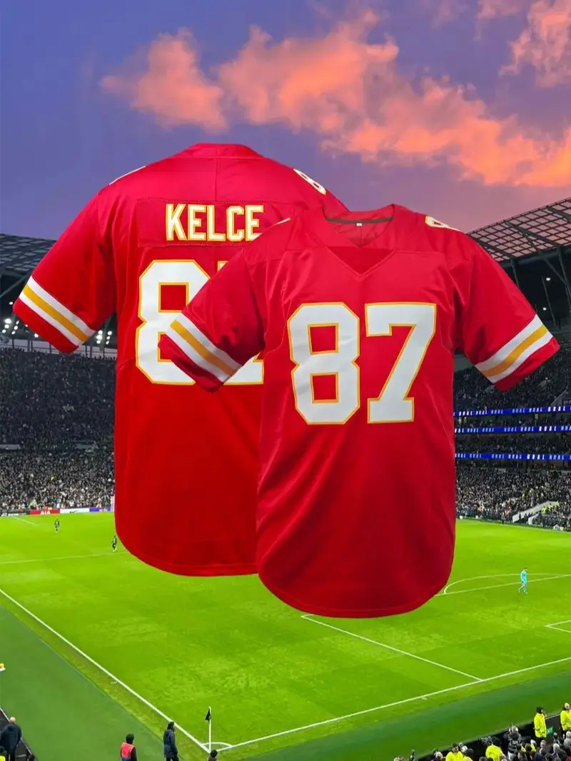 Men's Kansas City Football Jersey, Football Uniform, Breathable V Neck Short Sleeve T-Shirt, Athletic Tops, Unisex, All Seasons