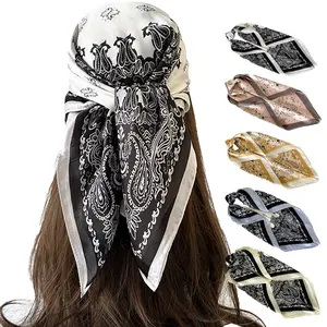 New Cashew Silk Scarf for Women, Versatile Fashion Cashew Square Scarf, Headscarf, Imitation Silk Chiffon Square Scarf, Camping, Travel, Daily Wear, Gift for Girlfriend, Gift for Mom, Gift for Friends, Handkerchief