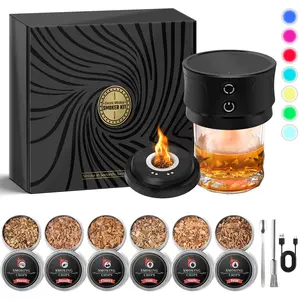 Valentine‘s Day Gifts for Him, Husband, Boyfriend - Electric Whiskey Smoker Kit with 6 Wood Chips | Premium Cocktail Smoking Set for Men, Unique Anniversary Gift to Enhance Rich Smoky Flavors at Home Bar