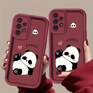 Cute panda pattern, anti drop and anti slip TPU all inclusive lens phone protective case, suitable for iPhone 17 16 15 14 13 12 11 XS X, Samsung and other series models, can be given as a gift to friends or family