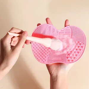 Pink Silicone Makeup Brush Cleaning Mat – Cute Brush Washer Pad for Beauty Tools, Vanity Organization & Everyday Makeup Routine