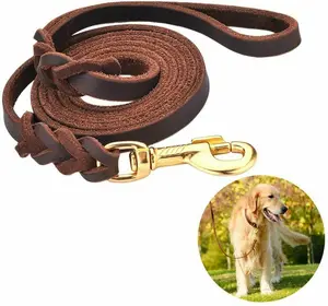 Genuine Leather Dog Leash Durable Alloy Hardware Genuine Leather Dog Leash Durable Alloy Hardware