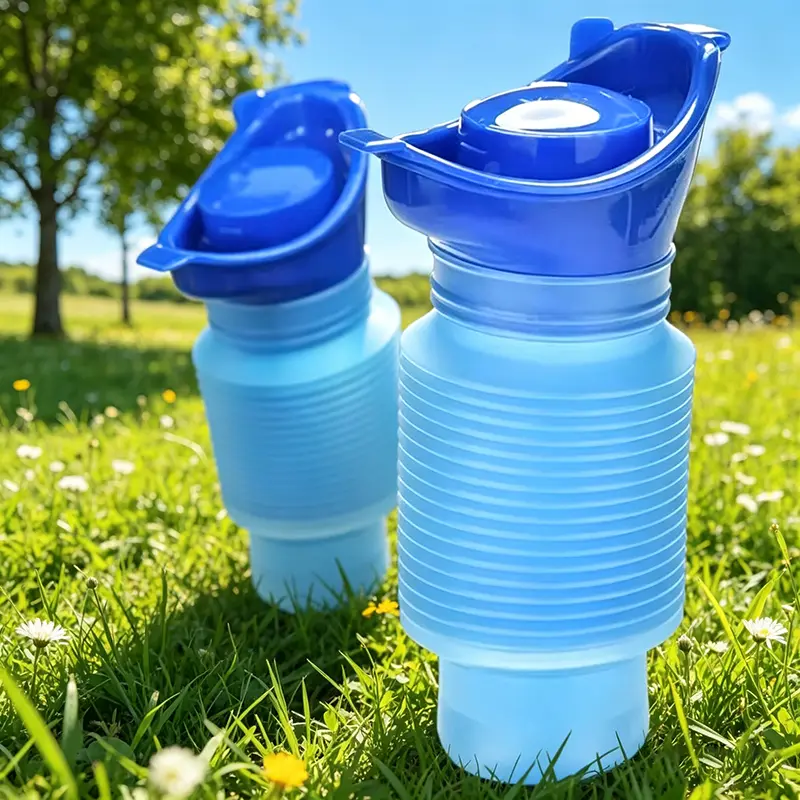 1set Leakproof Reusable Shrinkable Urine Bucket,Outdoor Standing Travel Car Urinal Equipped with Male & Female Funnel,Camping Roadside Emergency Portable Toilet Accessory