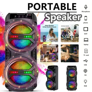 Portable Wireless Bluetooth-compatible Speaker, Dual 3.5 Inch Pa System Bass, USB Fm, LED Light, Lightweight Body, Type-C Charging, Outdoor Camping