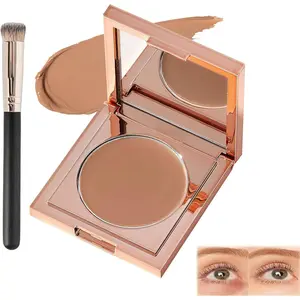 Colored Clay CC Undereye Corrector, Dark Circle Concealer with Brush, Lightweight Full-Coverage Cream for Brightening Eyes (Medium-tan Peach)