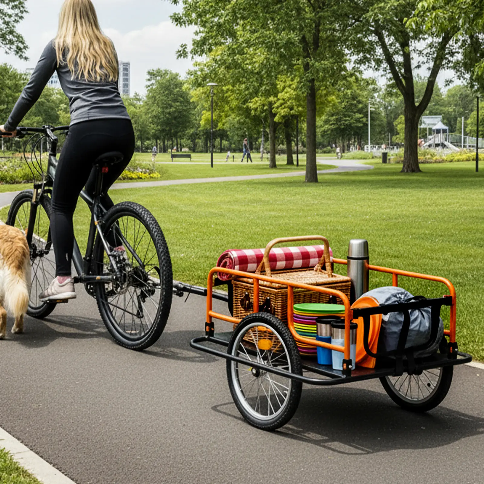Sekam Heavy-Duty Bike Cargo Trailer - Collapsible Folding Wagon with Universal Hitch, 198 lbs Load Capacity for Cycling, Groceries, Bicycle Accessories, Foldable, Outdoor