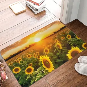 Sunflower Pattern Door Mat, Non-slip Soft Floor Mat, Decorative Carpet for Home Living Room Bedroom Kitchen Entrance, Washable Floral Rug