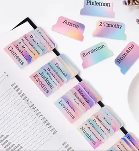 Rainbow Color Bible Tabs 60 Large Print Laminated for Women or Men Perfect Bible Study Decorative Tabs Embossed Gold outdoorfun