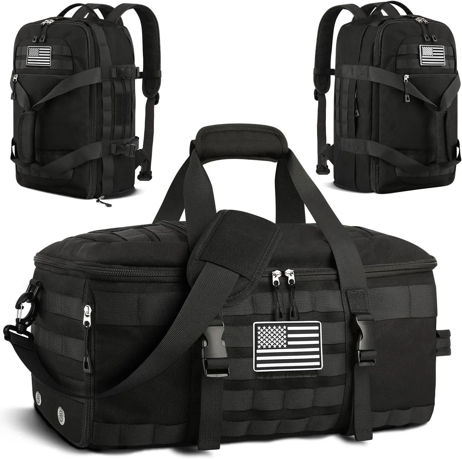 Gym Bags for Men Women, Carry On Luggage 22x14x9 Airline Approved, Tactical Duffle Bag with Shoe Compartment, 3 in 1 Carry on Travel Backpack with Wet Pocket, Weekender Overnight Bag, Black