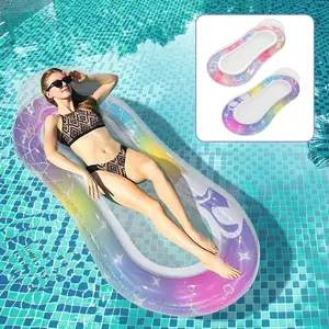 1 pcsNew Gradient Butterfly Floating Lounger with Backrest, Tropical Leaf Pattern Water Bed, Perfect for Beach Vacation, Pool Party, Water Park