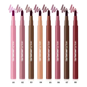 8 Color Lip Liner & Lip Gloss Pen, Lipliner, Easy Contouring Natural Full Coverage Dual Use, Long-Lasting Waterproof Formula, Perfect for Daily Makeup