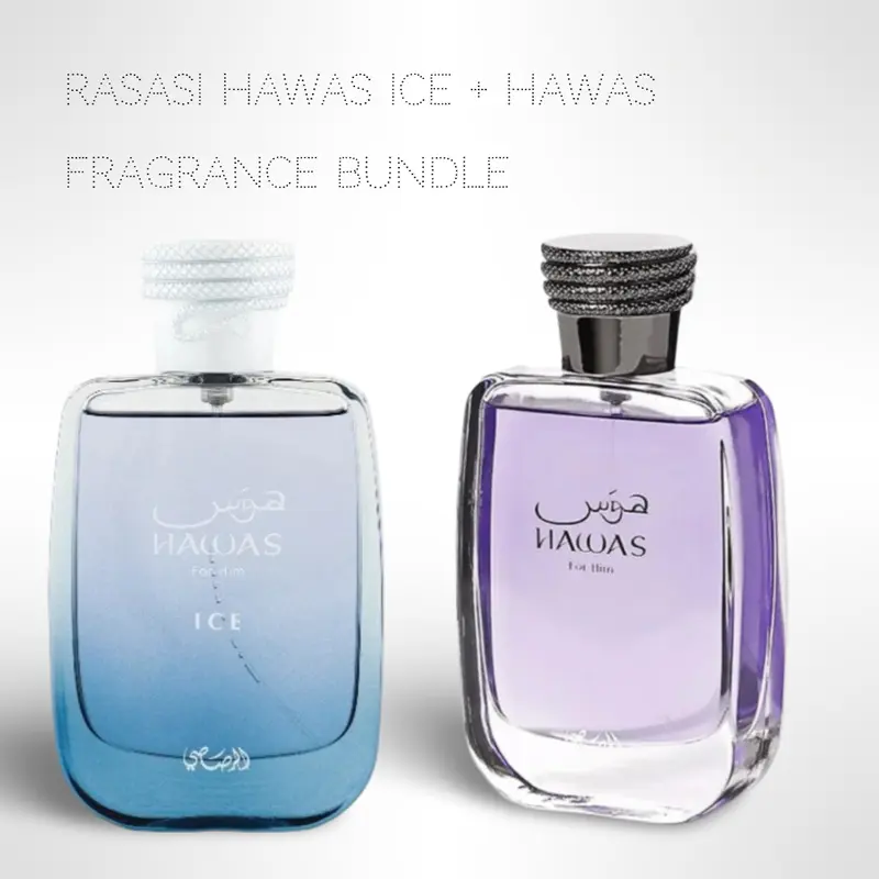 Rasasi Hawas Ice + Hawas 100ml (3.4 Fl oz) Long Lasting Perfume - Value Bundle - Fragrance Gift Bundle Men's Hawas niche fragrances