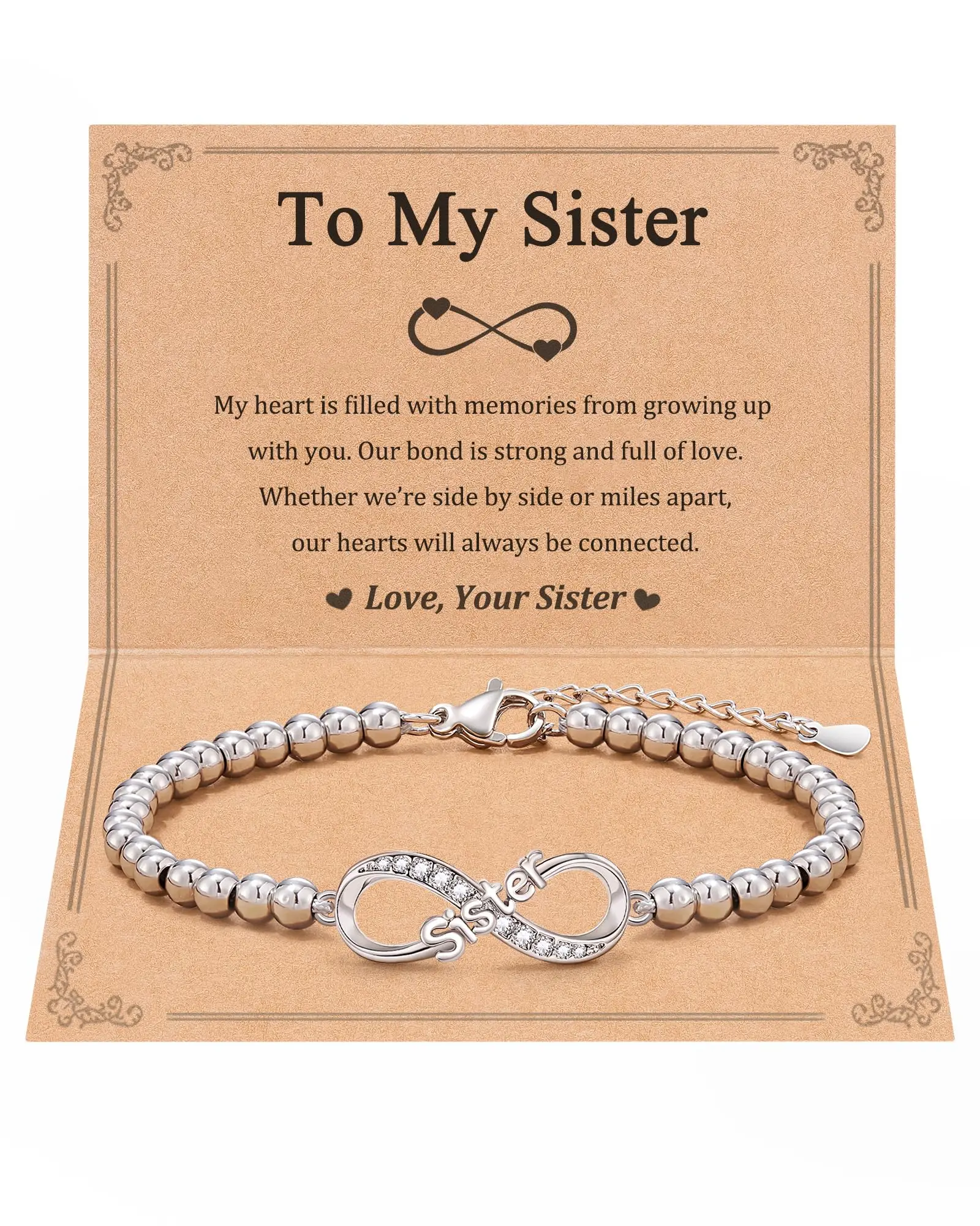 Infinity Love Heart Bracelets Gifts for Sister/Bestie/Daughter/Grandma/Nana/Granny/Nanny/Auntie, Birthday Christmas Valentines Day Gifts for Women Best Friend Girls