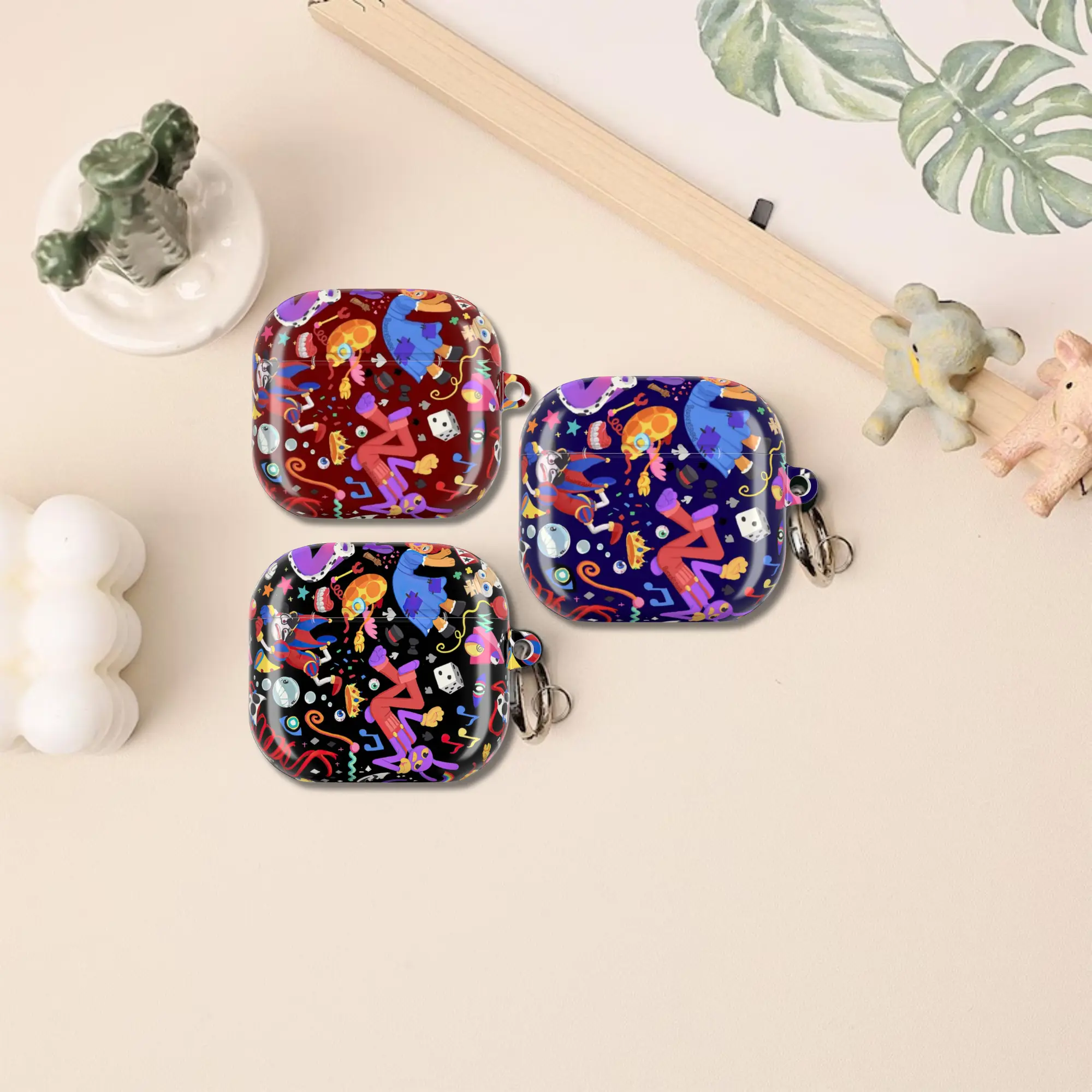 The Amazing Digital Circus Pomni & Jax Surreal Abstract Glitch Pattern Aesthetic AirPods Case Cover for Apple AirPods Pro 1 2 3, AirPods 1 2 3 4