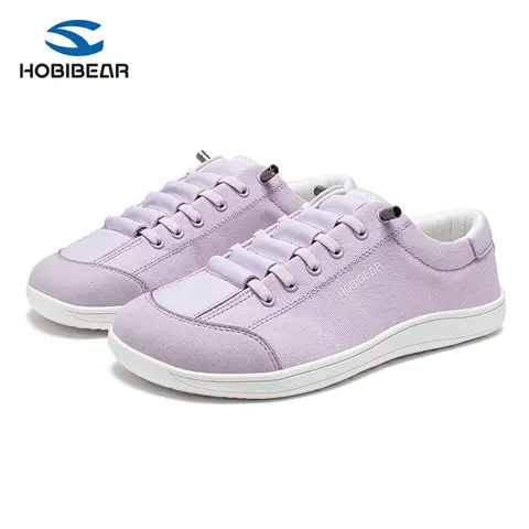 HOBIBEAR Wide Toe Men's Canvas Barefoot Slip-On Casual Trainers - Flexible, Slip-Resistant Footwear with Fabric Upper for Daily Walking, Ankle Comfort