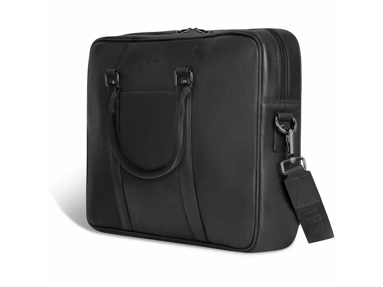 Champs Onyx Carrying Case (Briefcase) for 11" to 15.6" Notebook - Black - RFID Resistant - Top Grain Cowhide Leather Body - Shoulder Strap, Handle, Trolley Strap - OB-411-BLACK