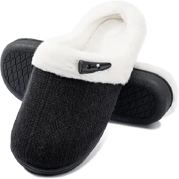 Cozy Fuzzy Slippers - Warm Closed-Toe Soft Sole Comfort Shoes - Plush Home Slippers with Fuzzy Lining for Cold Weather Women Walking Shoes
