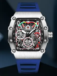 A men's silicone strap popular sports fashion waterproof luminous wine barrel shaped quartz watch Modern Waterproof Watch