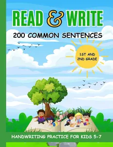 Read And Write 200 Common Sentences For 1st and 2nd Grade: Handwriting Practice For Kids 5-7