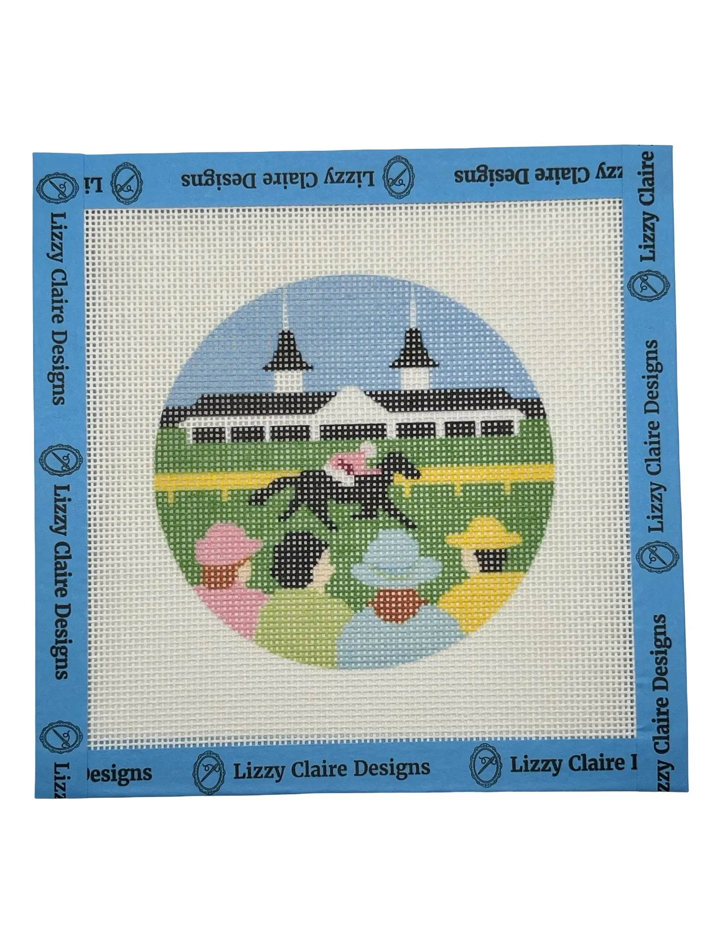 Derby Day - 18 mesh - 4 inch Round - 6 x 6 - Needlepoint Canvas