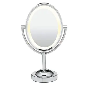 Lighted Makeup Mirror, LED Mirror, 1X/7X Magnifying Mirror, Sided, Corded in Polished Chrome