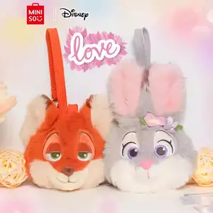 Disney Zootopia Judy Nick Flower Mirror Charm Plush Bag Accessory Cute Makeup Mirror Keychain,Soft Plush Texture,Clear Mirror Surface,Lightweight Design,Holiday & Holiday Haul