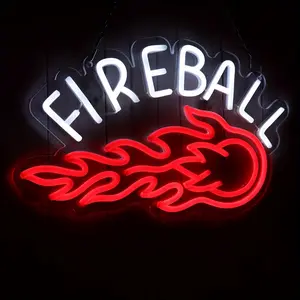 Fireball Whiskey LED Neon Sign, USB powered colorful decorative light, suitable for home bars, man caves, parties and bedrooms.