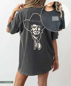 Trump Cowboy T-Shirt - Western Donald Trump, Cowboy Trump Shirt, Election 2024 Shirt, Funny Conservative Tee, President Shirt