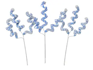 Powder Blue and White Christmas Spiral Pastel Floral Picks (Set of 3)