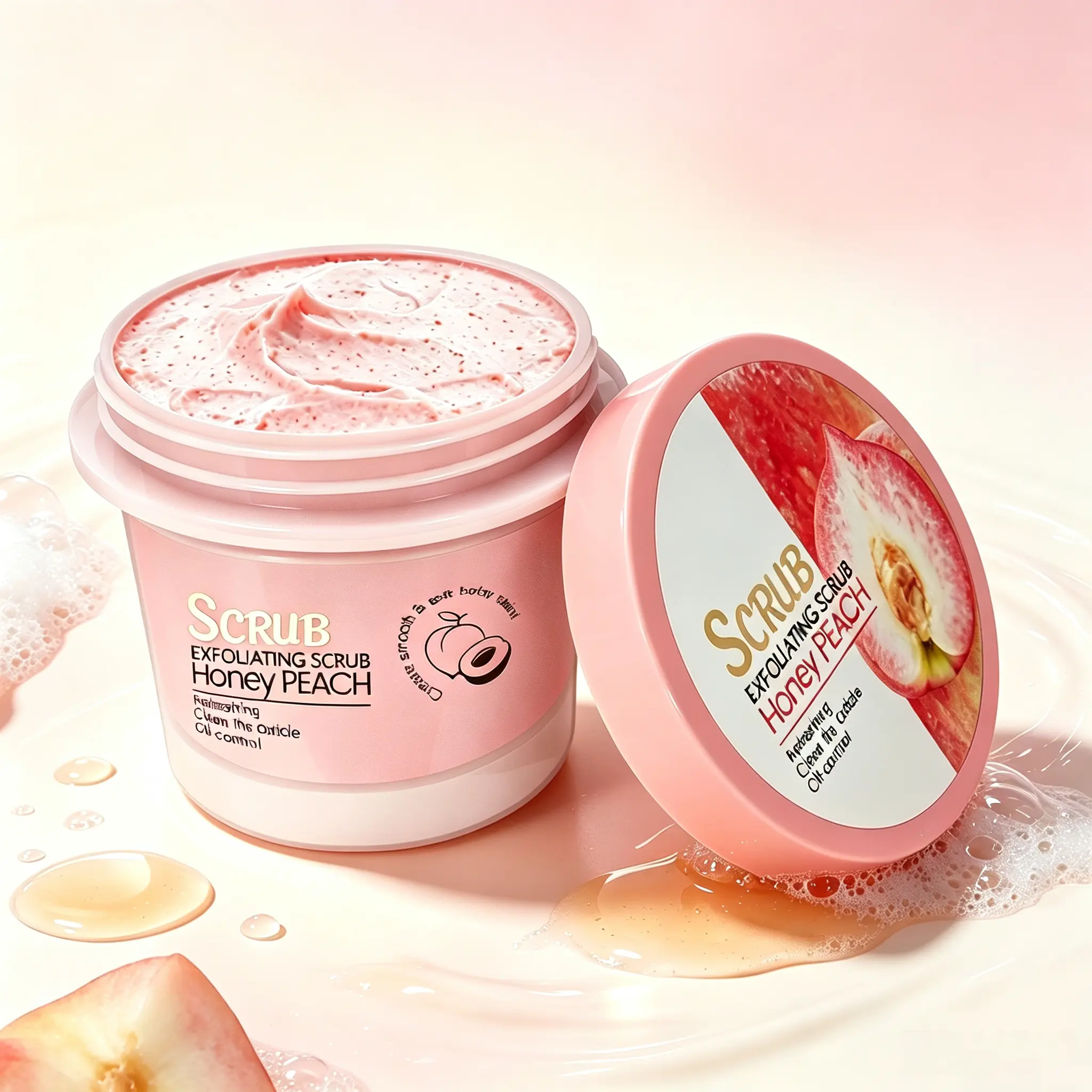 Body Scrub, Honey Peach Exfoliating Body Scrub, Gentle Body Polish with Walnut Shell Powder, Moisturizing Daily Skin Care