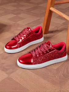 Men's Street Trend Glitter Low Top Sneakers, Trendy Breathable Comfortable Sports Shoes, Fashionable Sneakers for Daily Wear, Casual Fashion Shoes, Glitter Design Sneakers