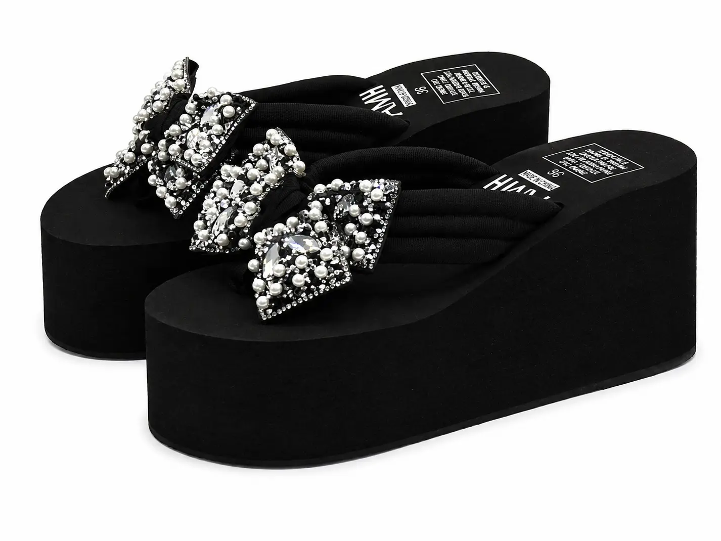 Women's Chunky Heel Wedge Flatform Sandals - Anti-Skid Thong Flipflop Footwear with Arch Support, Cushioned Thick Sole, Casual Wedge Slip-On Comfort Shoes