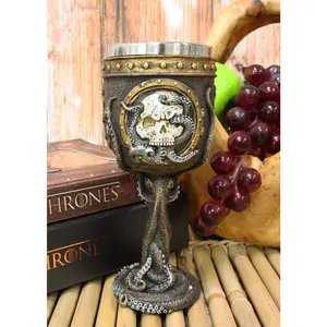 Ebros Nautical Anchor Cthulhu Octopus Wrecking Human Skull In Porthole Wine Goblet