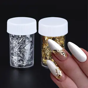 2pcs Nail Art Foil Paper Nail Kit Set, Metal Effect Glitter DIY Elegant Design Manicure Accessories, Perfect for Professional & Home Use, Nail Art Supplies