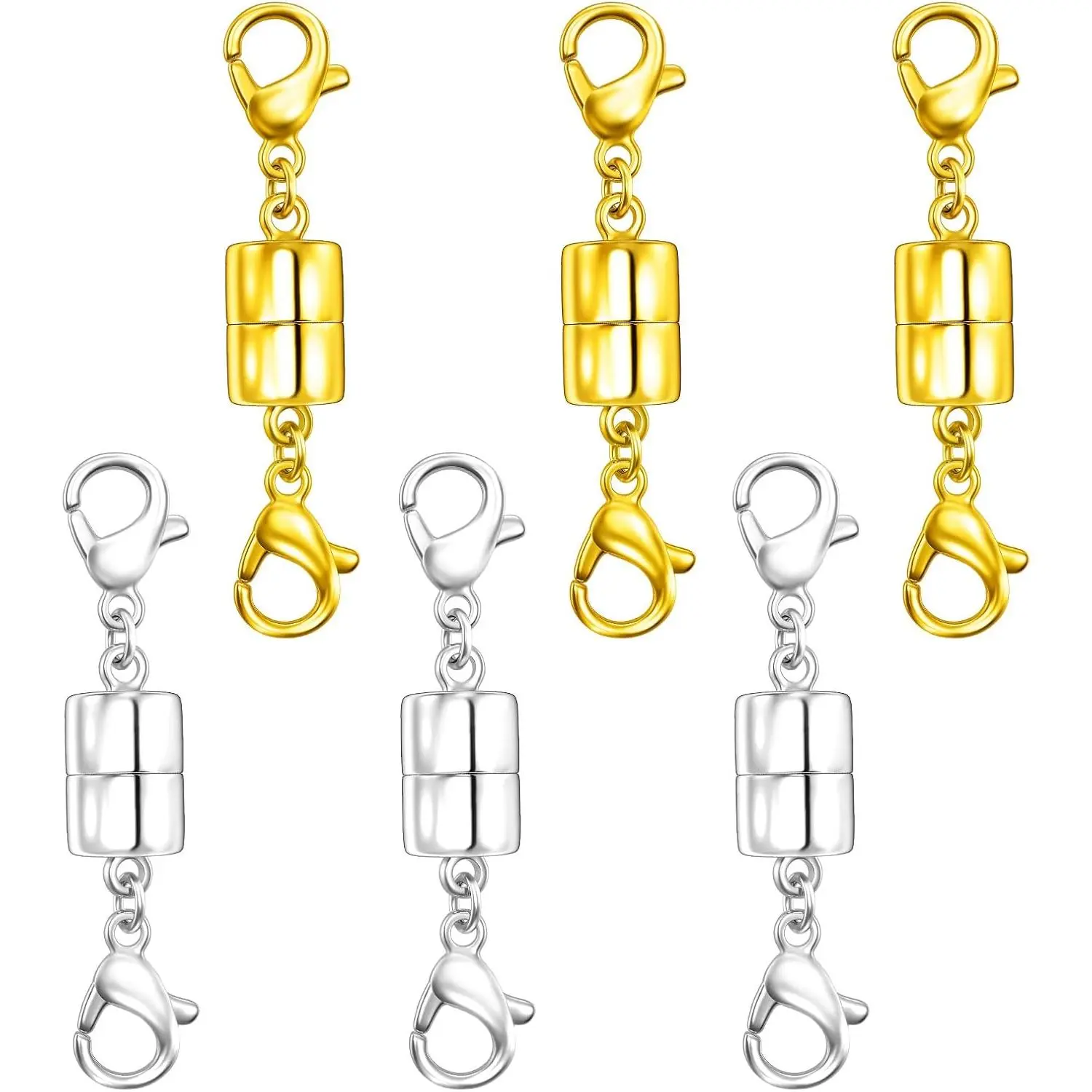 Double Lobster Clasp Magnetic Necklace Clasps and Closures 14K Gold and Silver Magnetic Jewelry Clasps Converters for Bracelet Necklaces Extender