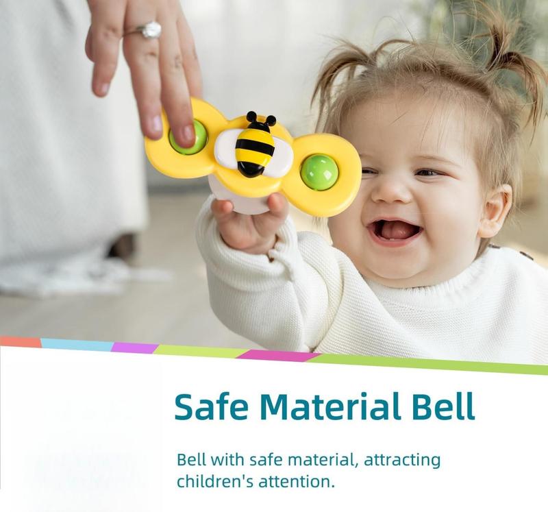 Strong Suction Cup Fidget Rotating Sensory Bath Toys for Baby, Airplane Car Travel Table & Window Toys for Toddler Boys and Girls, 12+ Months