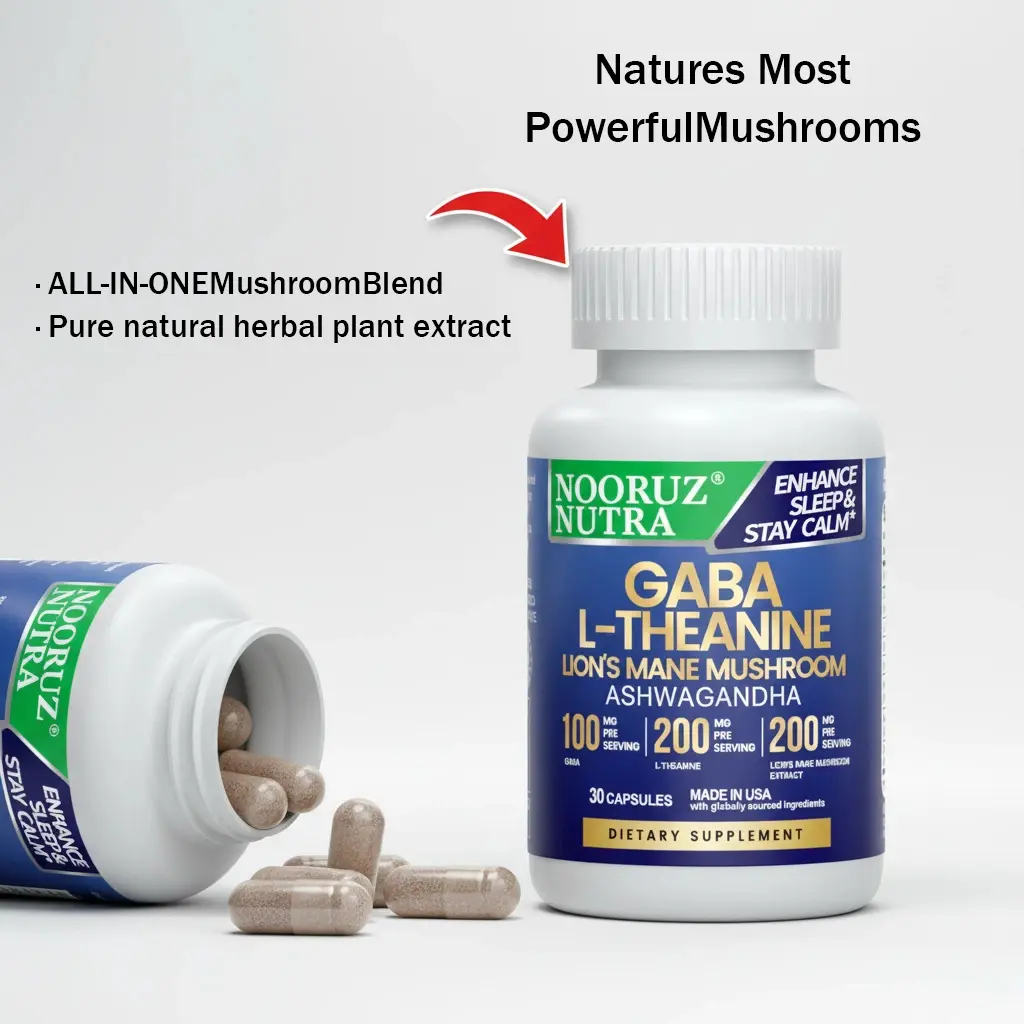 NOORUZ High Strength Sleep Improvement Capsules with Lion’s Mane Ashwagandha GABA & L-Theanine for Better Sleep Mood Support