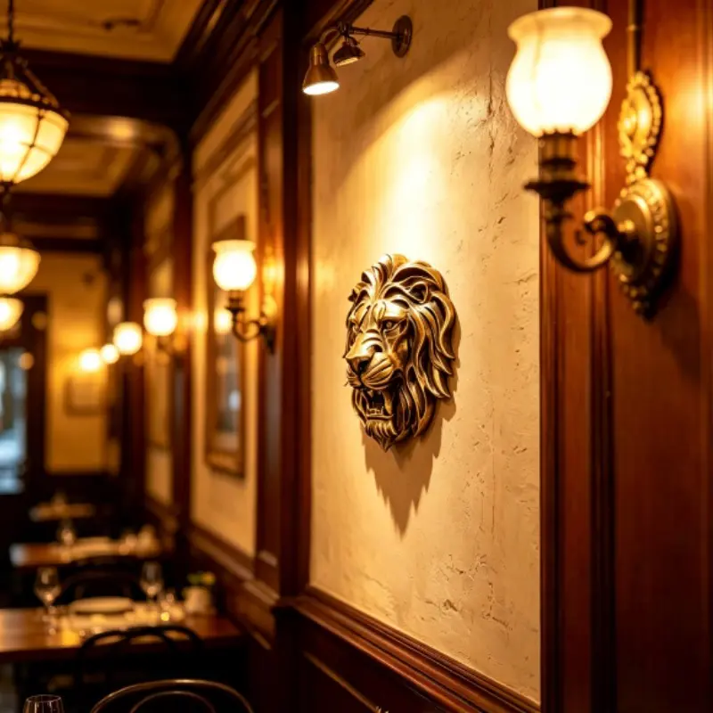 Luxury Gold Lion Head Sculpture, Hand-Painted Resin 3D Wall Decor, Modern Vintage Design, Bedroom Hall Hotel Art, Moving Gift