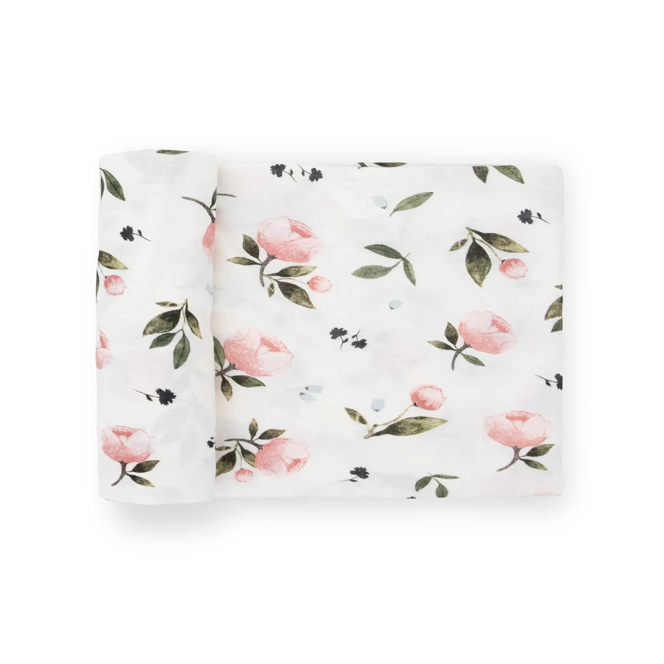 Stretch Knit Swaddle Blanket - Soft Cozy Blanket, Watercolor Rose Design